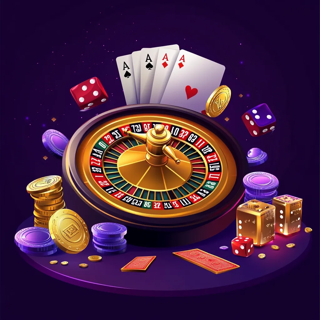Casino themed banner with cards and dice